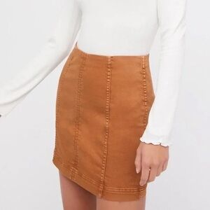 Free People - Modern Femme Tan Cooper Zip Back  Closure Mini Skirt Size 2